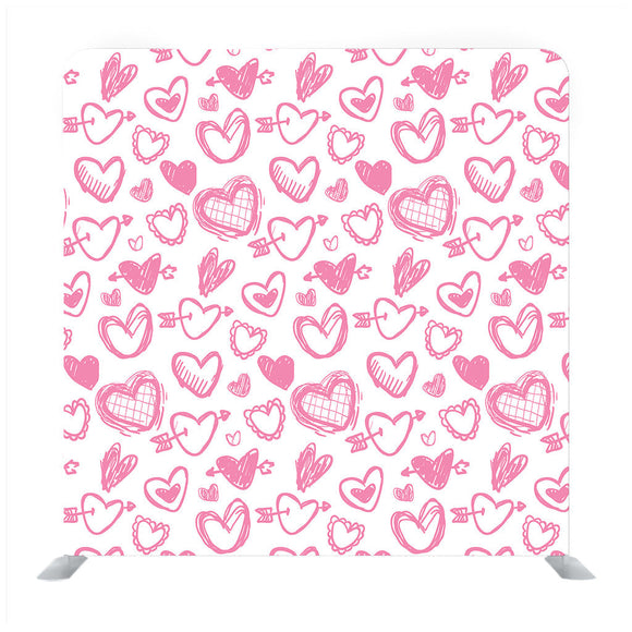 Pink Hearts With White Background Media Wall