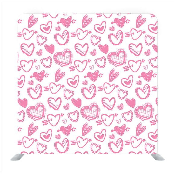 Pink Hearts With White Background Media Wall