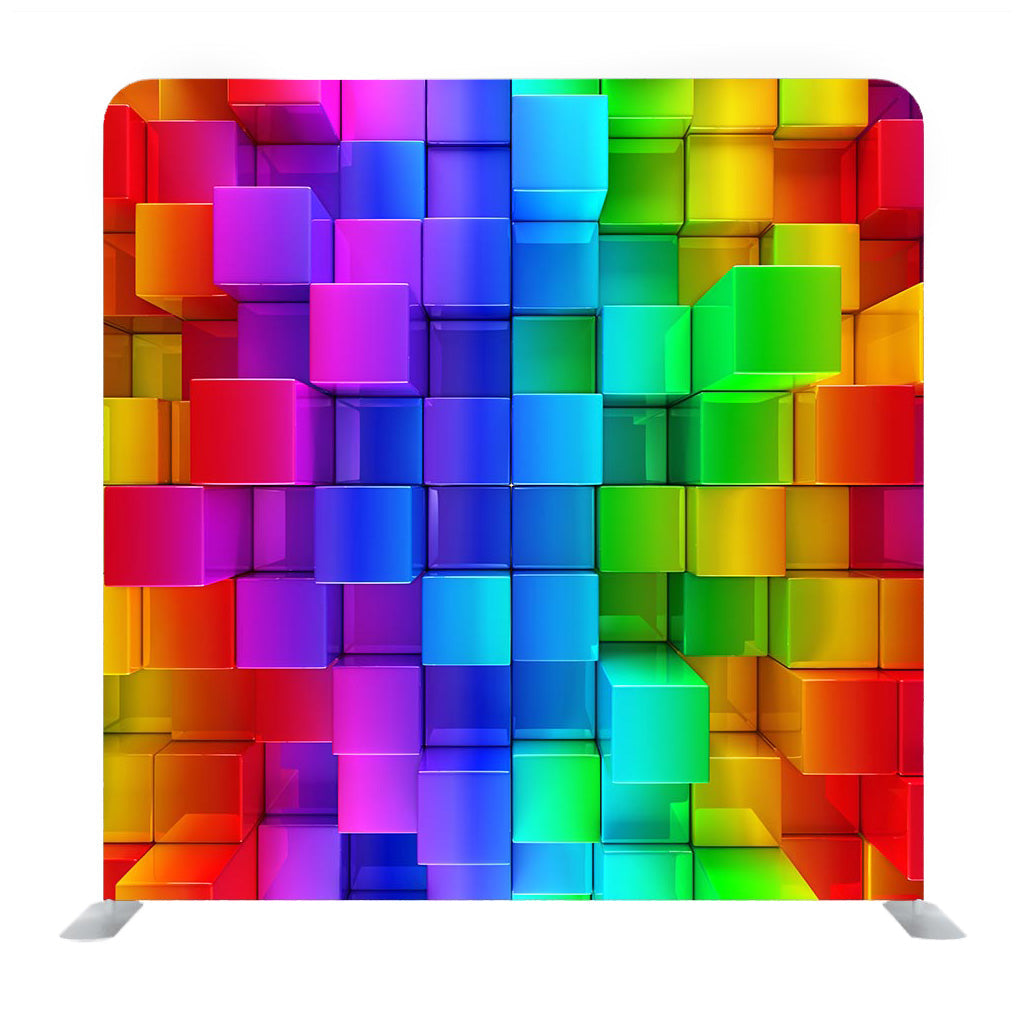 Rainbow of Colorful Blocks Abstract Media Wall