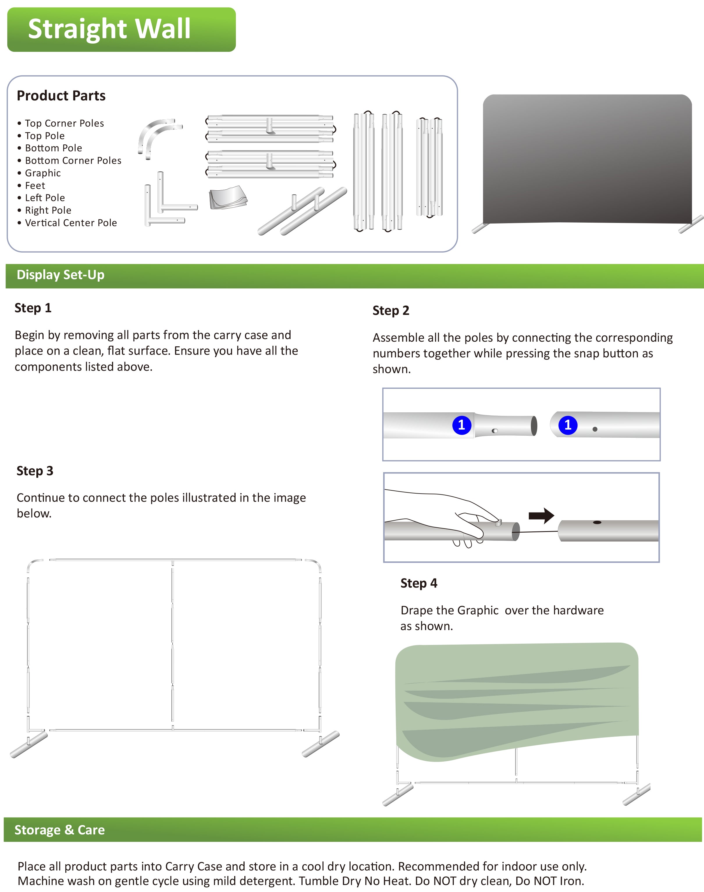 10' W x 3' H Straight Tension Fabric Backdrop Media Wall