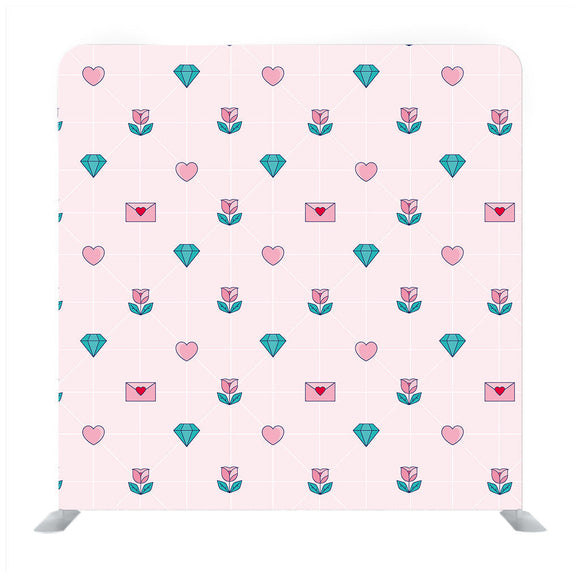Geometric Pattern With Hearts And Diamonds Background Media Wall